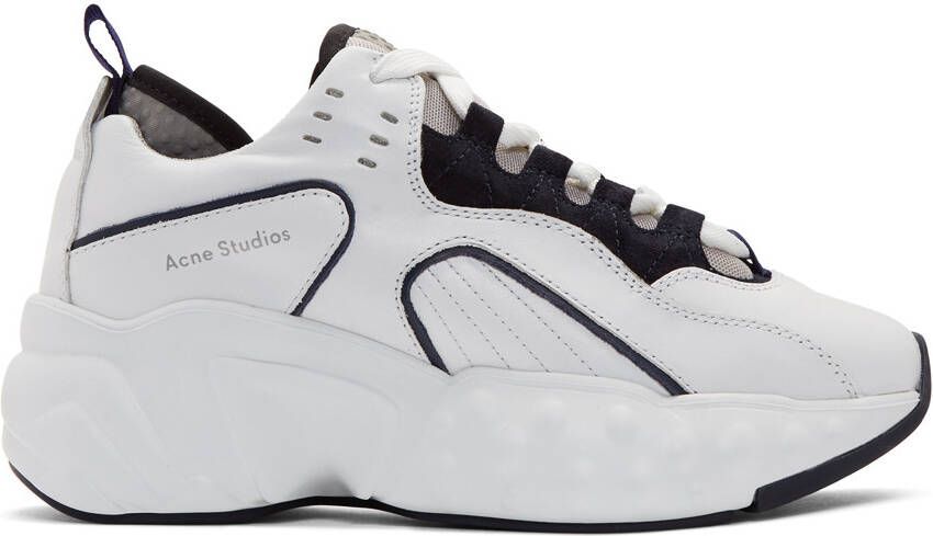 Acne Studios White & Navy Manhattan Sneakers - Picture 5