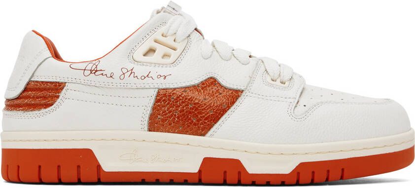 Acne Studios White & Orange Low Top Sneakers - Picture 5