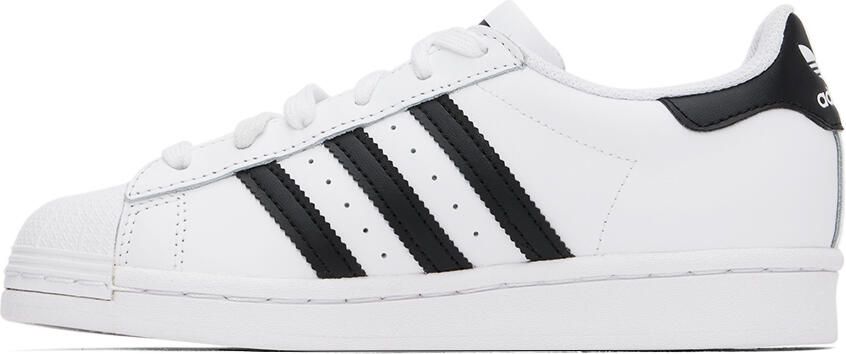 Adidas Kids White & Black Superstar Big Kids Sneakers - Picture 3