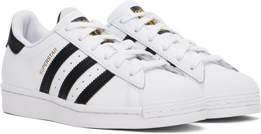 Adidas Kids White & Black Superstar Big Kids Sneakers - Picture 2