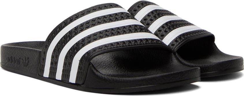 Adidas Originals Black & White Adilette Slides - Picture 2