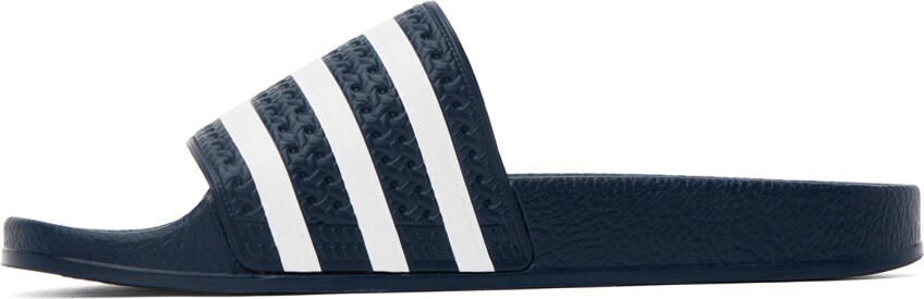 Adidas Originals Navy & White Adilette Slides - Picture 3