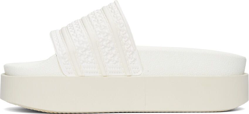 Adidas Originals White Adilette Bonega Slides - Picture 4