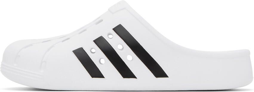 Adidas Originals White & Black Adilette Clog Sandals - Picture 5