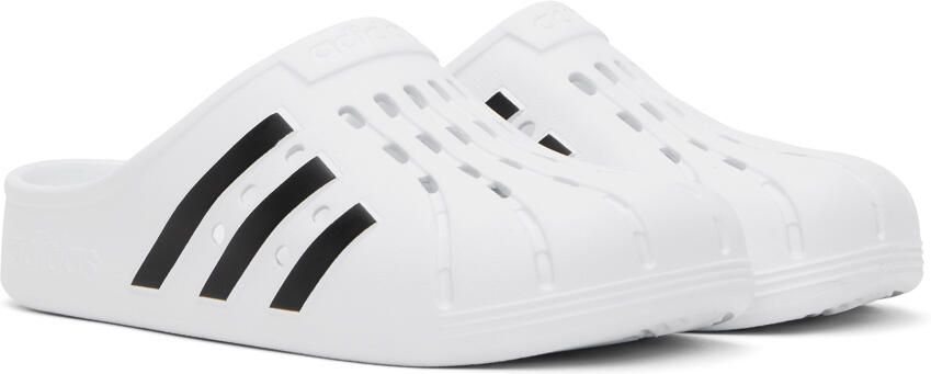 Adidas Originals White & Black Adilette Clog Sandals - Picture 3