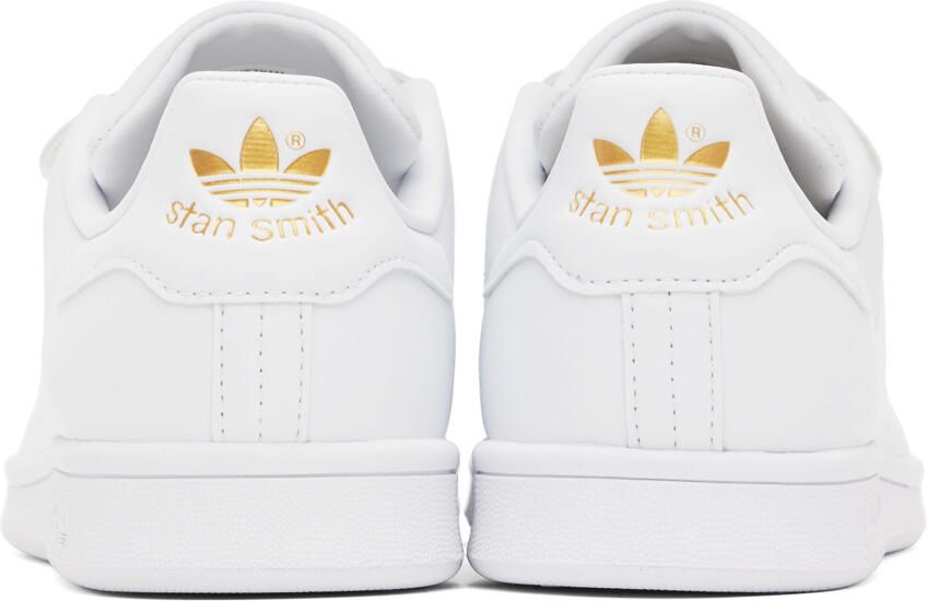 Adidas Originals White & Gold Stan Smith Sneakers - Picture 9