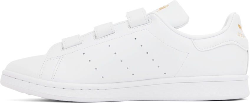 Adidas Originals White & Gold Stan Smith Sneakers - Picture 6