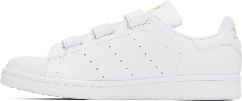 Adidas Originals White & Gold Stan Smith Sneakers - Picture 5