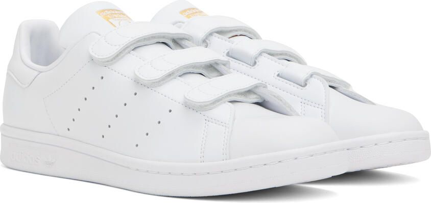 Adidas Originals White & Gold Stan Smith Sneakers - Picture 3