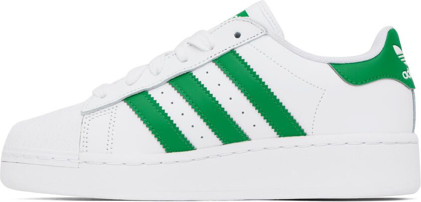 Adidas Originals White & Green Superstar Sneakers - Picture 3
