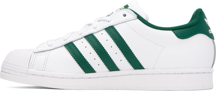 Adidas Originals White & Green Superstar Sneakers - Picture 3