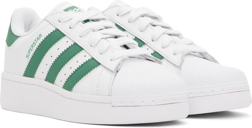 Adidas Originals White & Green Superstar XLG Sneakers - Picture 2