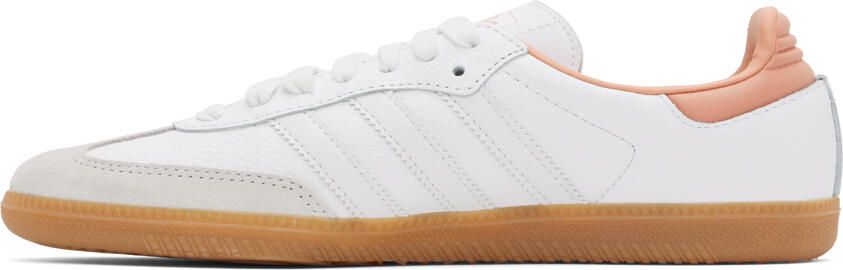 Adidas Originals White & Pink Samba OG Sneakers - Picture 3