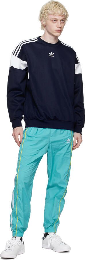 Adidas Originals White & Navy Stan Smith Sneakers - Picture 4