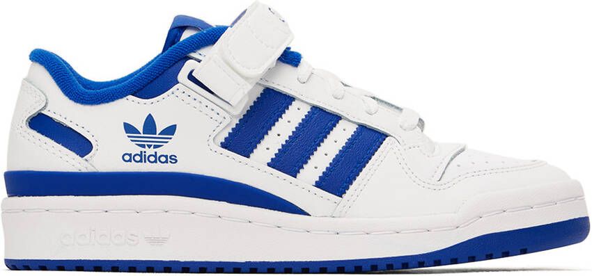 Adidas Kids White & Blue Forum Low Big Kids Sneakers - Picture 5
