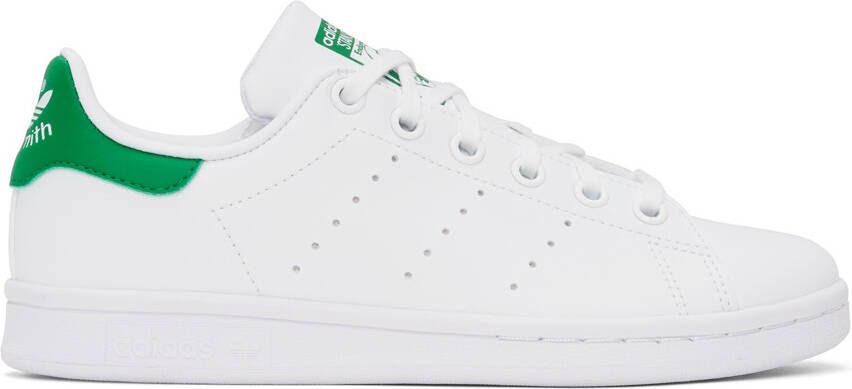 Adidas Kids White & Green Stan Smith Big Kids Sneakers - Picture 4