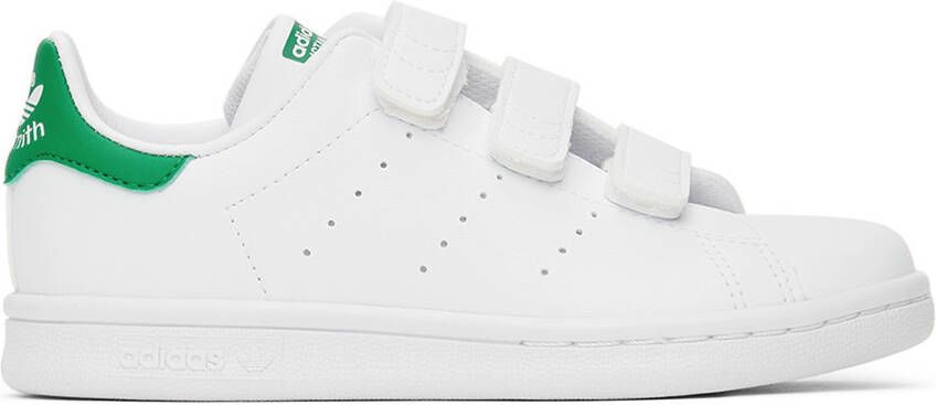 Adidas Kids White & Green Stan Smith Velcro Little Kids Sneakers - Picture 4