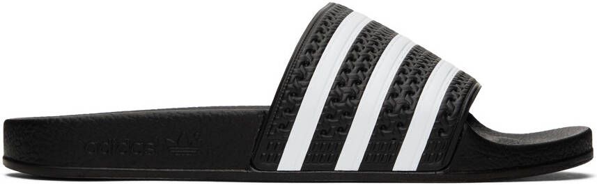Adidas Originals Black & White Adilette Slides - Picture 5