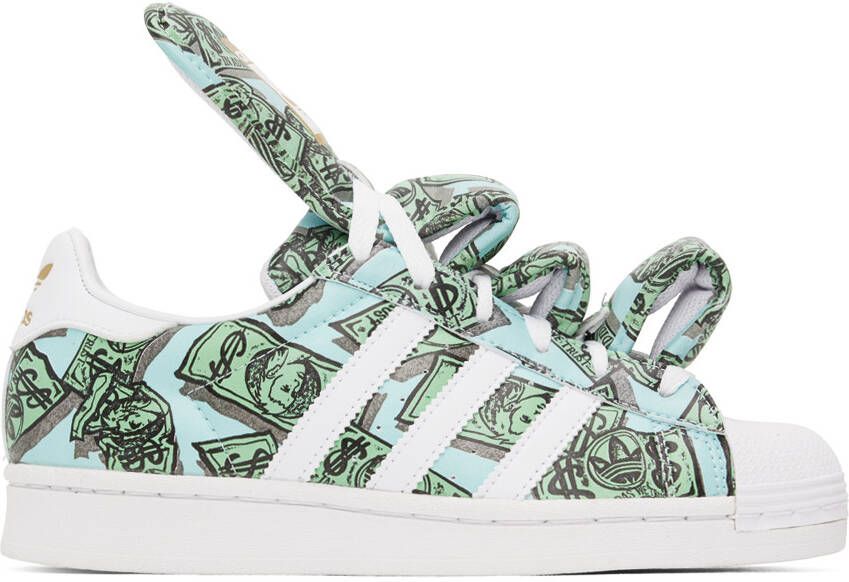 Adidas Originals Green & Blue Jeremy Scott Edition Superstar Sneakers - Picture 5