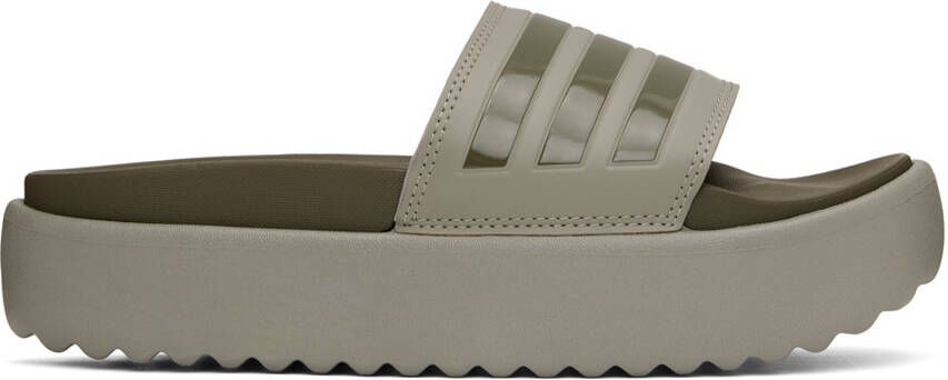 Adidas Originals Khaki Adilette Platform Slides - Picture 5