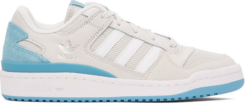 Adidas Originals Off-White & Blue Forum Low Sneakers - Picture 5