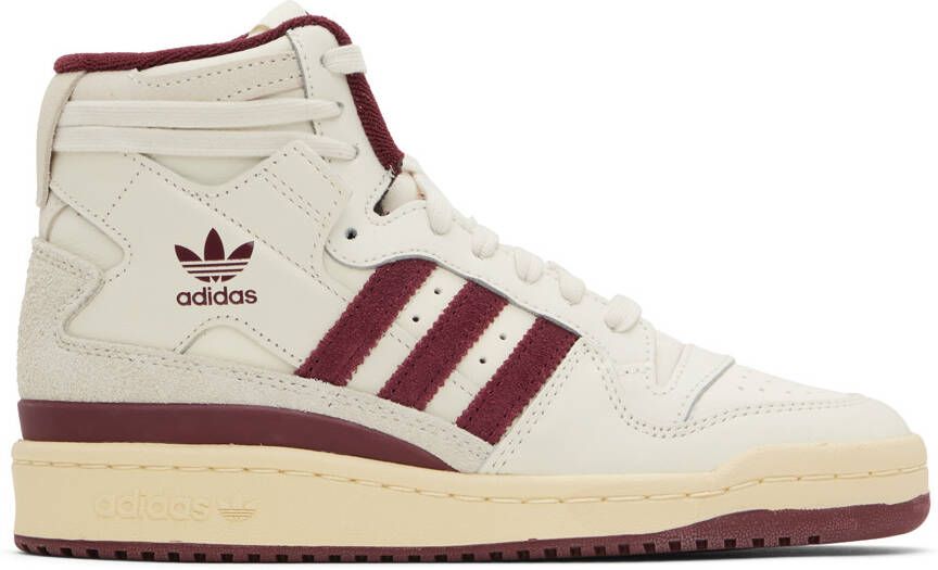 Adidas Originals Off-White & Burgundy Forum 84 Sneakers - Picture 4