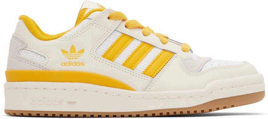 Adidas Originals Off-White & Yellow Forum Low Sneakers - Picture 3
