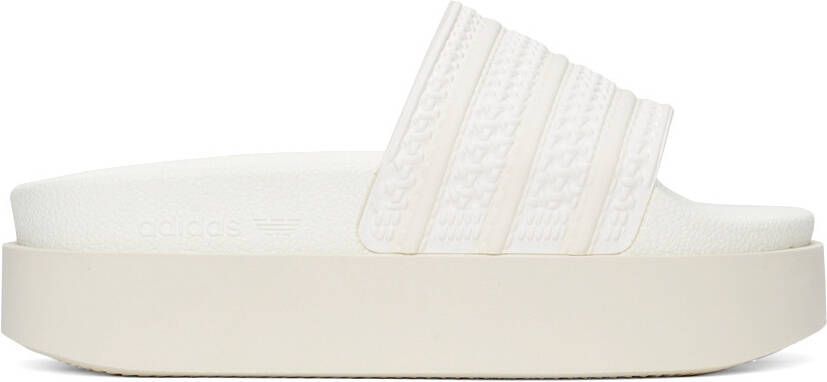 Adidas Originals White Adilette Bonega Slides - Picture 5