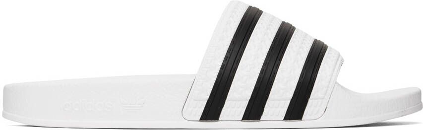 Adidas Originals Black & White Adilette Slides - Picture 6