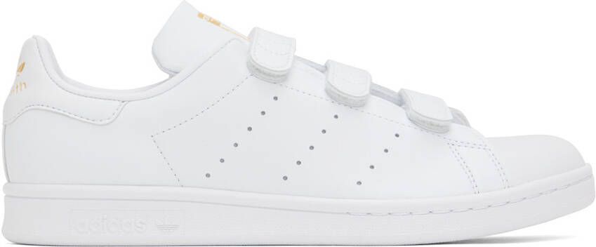 Adidas Originals White & Gold Stan Smith Sneakers - Picture 4
