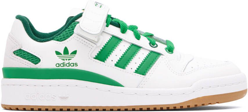 Adidas Originals White & Green Forum Low Sneakers - Picture 5
