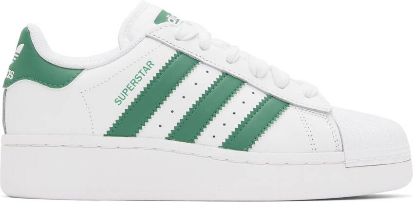 Adidas Originals White & Green Superstar XLG Sneakers - Picture 4