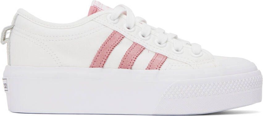 Adidas Originals White & Pink Nizza Platform Sneakers - Picture 5