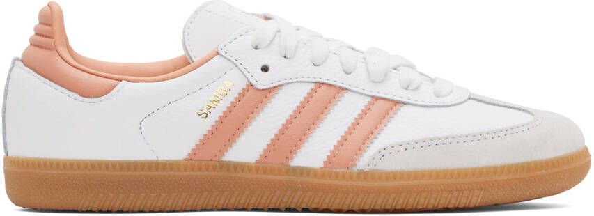 Adidas Originals White & Pink Samba OG Sneakers - Picture 5