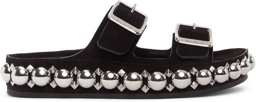 ALAÏA Black Bombe Flat Sandals