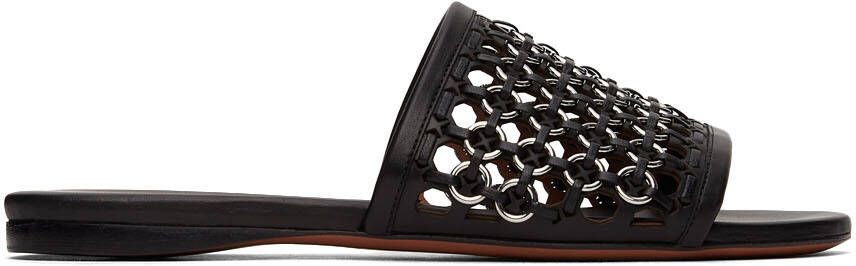 ALAÏA Black Braided Eyelet Sandals - Picture 3