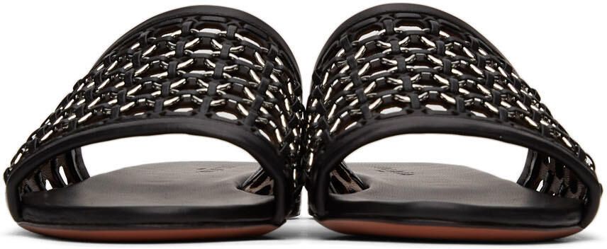 ALAÏA Black Braided Eyelet Sandals