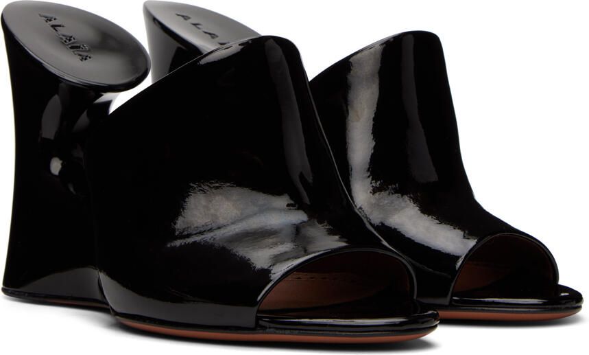 ALAÏA Black Calfskin Sculpture Heeled Sandals - Picture 2