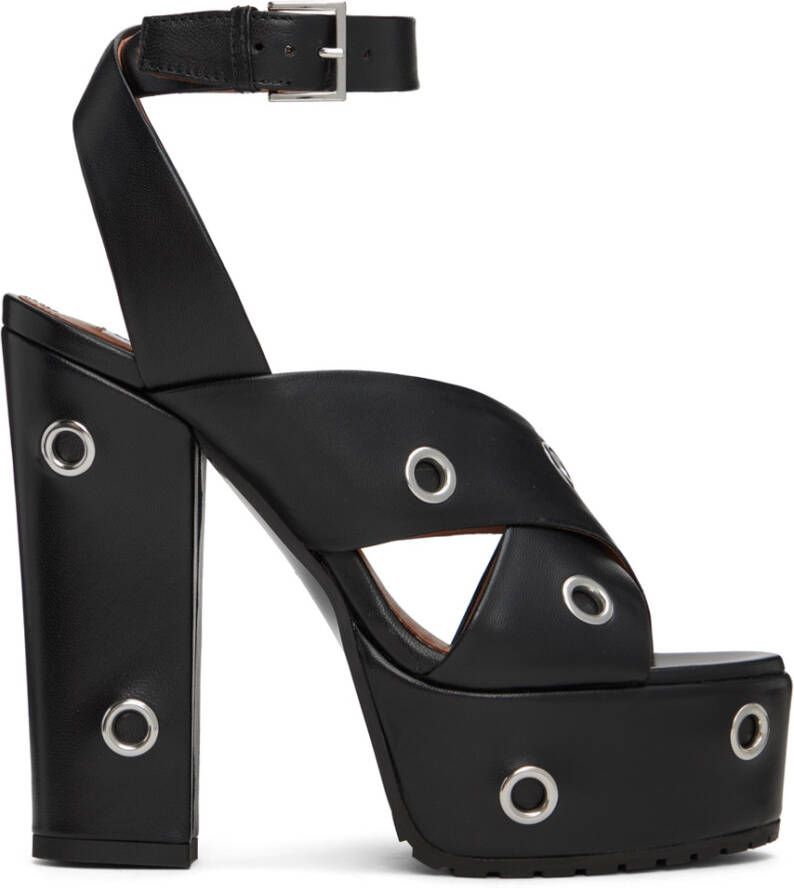 ALAÏA Black Eyelets Platform Sandals