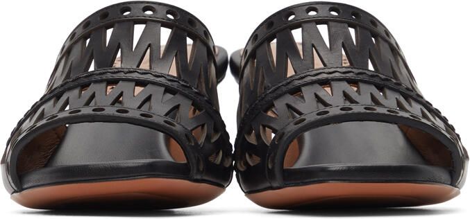 ALAÏA Black Openwork Decoupe Sandals - Picture 3
