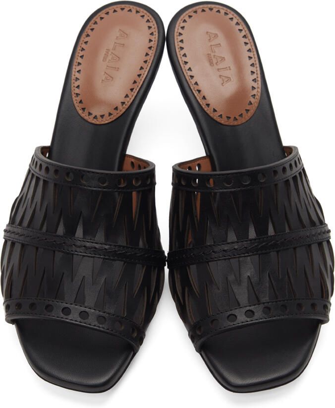 ALAÏA Black Openwork Decoupe Sandals