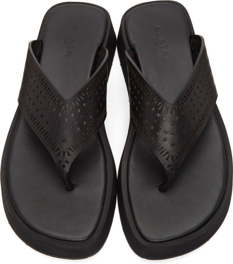 ALAÏA Black Vienne Plastron Platform Sandals