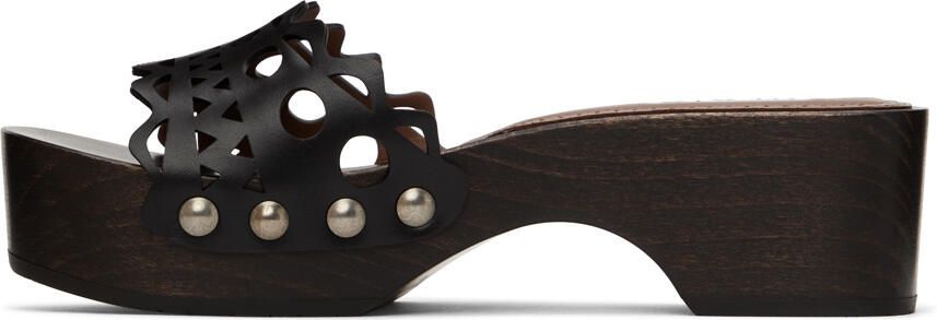 ALAÏA Black Vienne Wooden Clogs - Picture 3