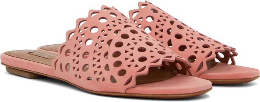 ALAÏA Pink Goatskin Mules - Picture 2