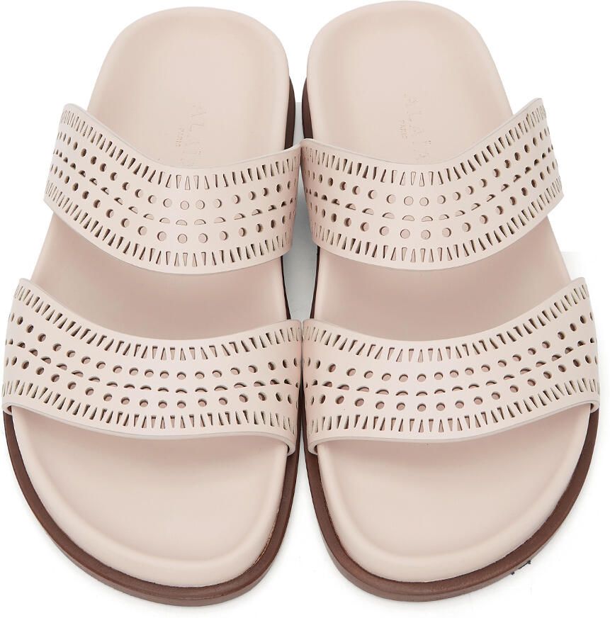ALAÏA Pink Perforated Straps Sandals
