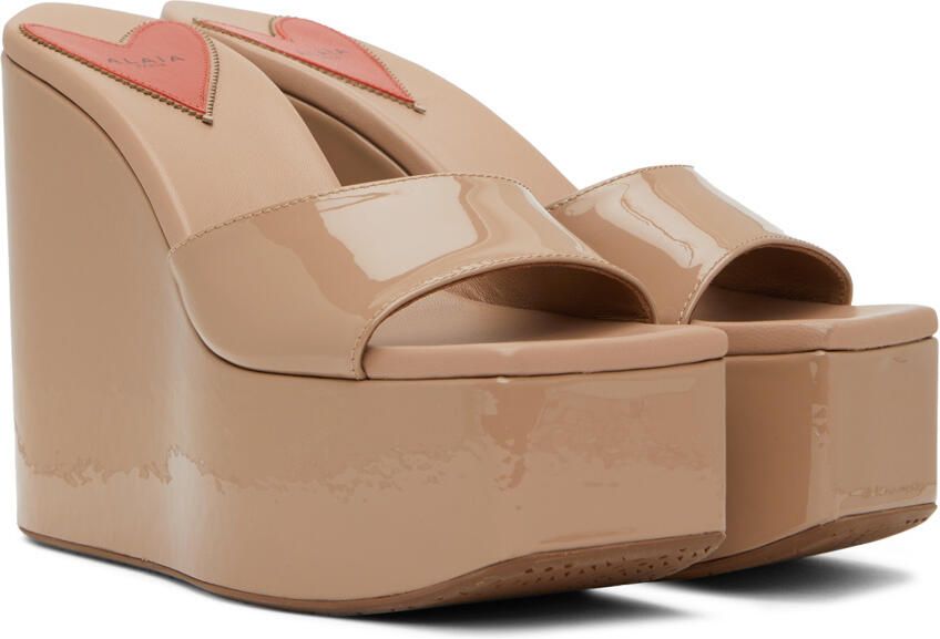 ALAÏA Pink Platform Wedge Mules - Picture 2