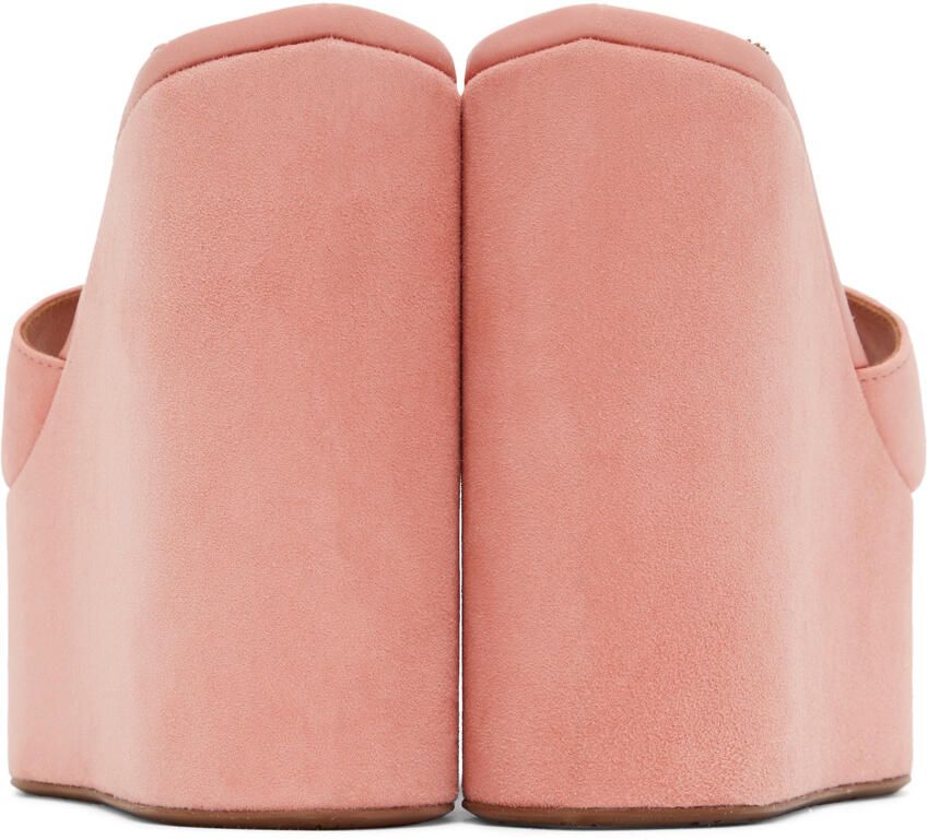 ALAÏA Pink Platform Wedge Mules