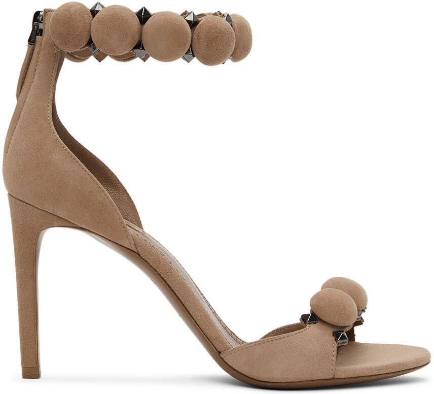 ALAÏA Pink Suede Bombe Sandals - Picture 5