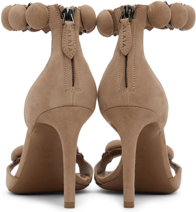 ALAÏA Pink Suede Bombe Sandals