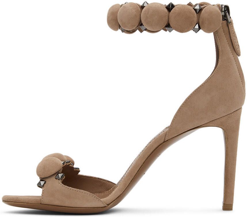 ALAÏA Pink Suede Bombe Sandals - Picture 3
